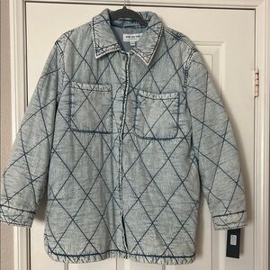 NWT Marc New York white wash denim shacket size L. Lined and cushioned.